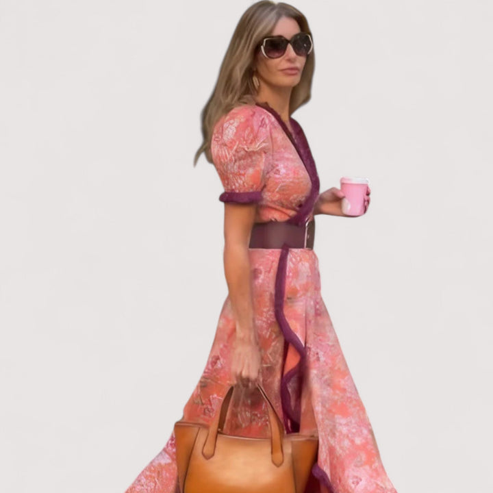 Sif™ | Elegancka Różowa Sukienka Maxi